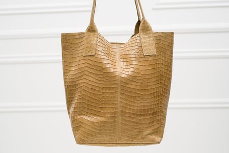 Real leather shopper bag Glamorous by GLAM - Beige -