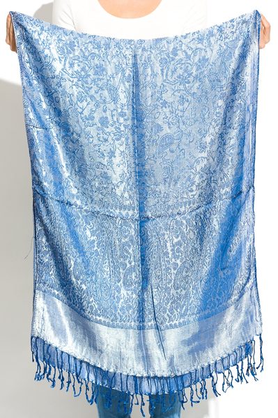 Dámský šátek modrý lesklý -