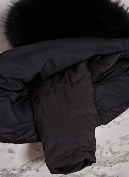 Poncho de puf pentru femei cu blană naturală de raton, negru -