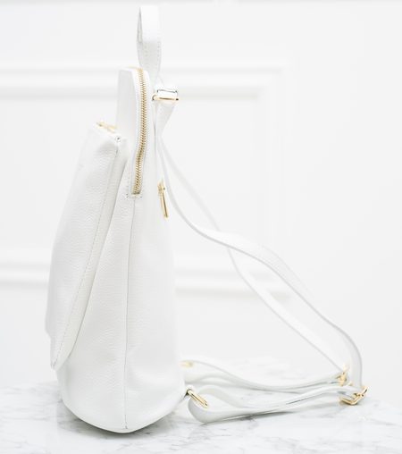 Dámský kožený batoh jednoduchý - bílá -