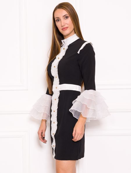 Vestido de mujer Due Linee - Blanco-negro -