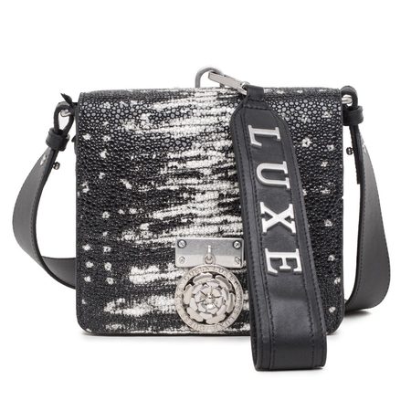 Geantă din piele crossbody pentru femei Guess Luxe - Neagră -