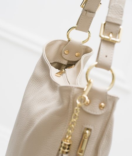 Real leather shoulder bag Glamorous by GLAM - Beige -