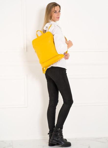 Dámský kožený batoh jednoduchý - žlutá