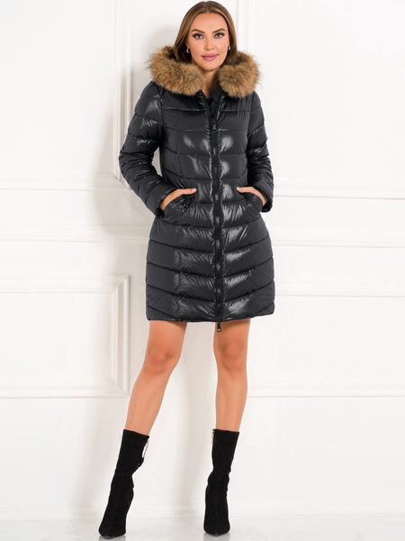 Winter jacket with real fox fur Due Linee - Black -