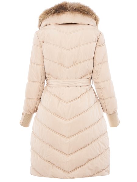 Winter jacket with real fox fur Due Linee - Beige -