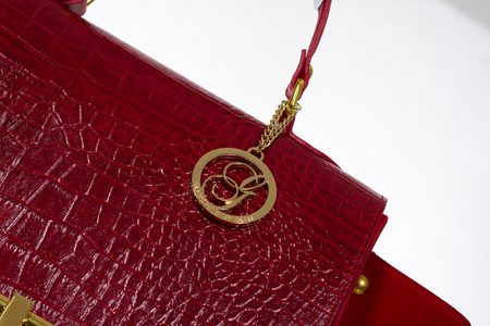 GbyG luxusní kožená kabelka červená se semišem -