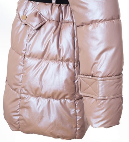 Dámská zimní bunda perleťová s páskem -