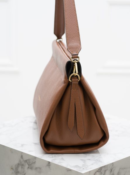 Dámská exkluzivní kožená kabelka s magnety - marrone -