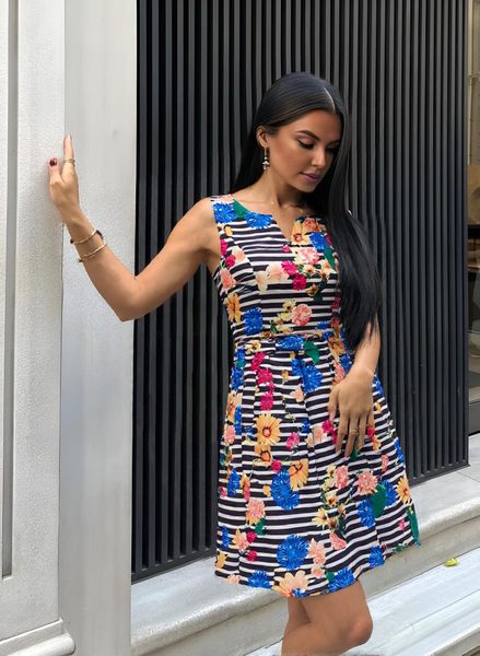 Rochie damă în formă de A Due Linee - Multicolor -