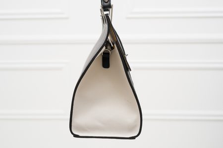 Dámske luxusné kabelka do ruky strieborné zapínanie čierno - biela -