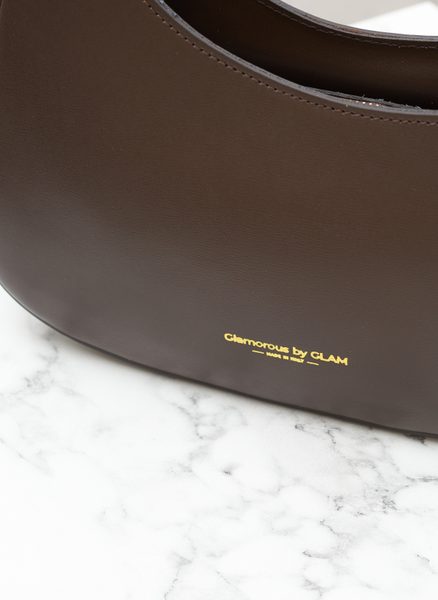 Kožená kabelka ražená tmavě hnědá -