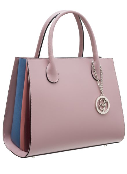 Dámská kožená kabelka do ruky s barevnými boky - fialová -