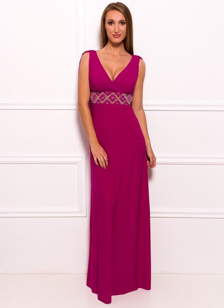 Damska długa sukienka Due Linee - purpurowy -