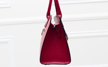 Dámská kožená kabelka kombinace kůže saffiano - červená -