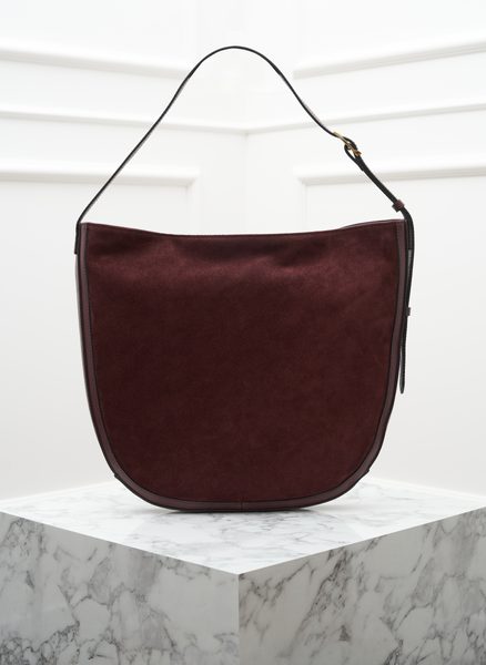 Kabelka přes rameno kombinace kůží vínová -