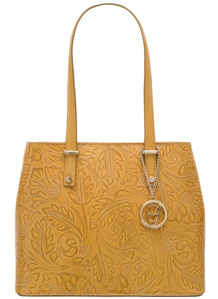 Real leather shoulder bag Glamorous by GLAM - Yellow -