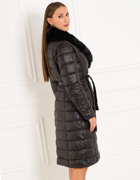 Dámská černá zimní bunda / vesta s vázáním -