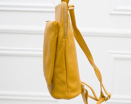 Women's real leather backpack Glamorous by GLAM - Yellow -