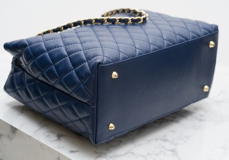 Damska skórzana torebka do ręki Glamorous by Glam - niebieski -