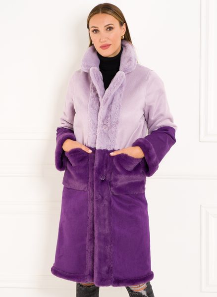 Płaszcz teddy Due Linee - purpurowy -