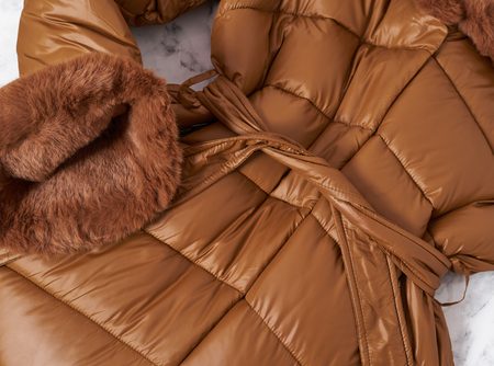 Dámská zimní bunda camel prošívaná -