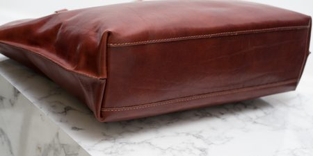 Damska skórzana torebka na ramię Glamorous by GLAM Santa Croce - brązowy -