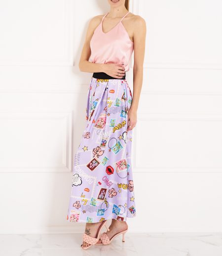 Dámska dlhá sukňa s motívom - lila -