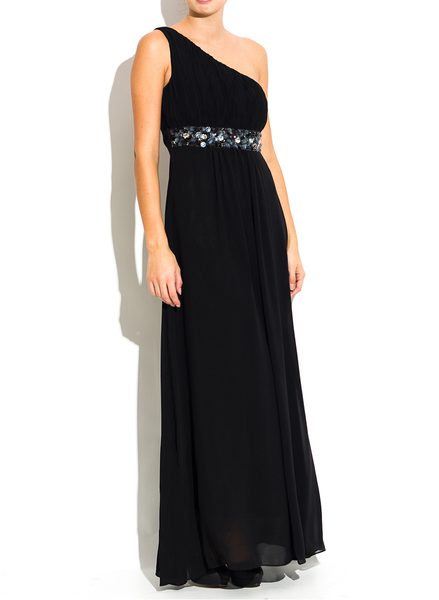 Spol. šaty přes jedno rameno-černá -