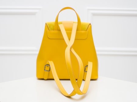 Women's real leather backpack Glamorous by GLAM - Yellow -