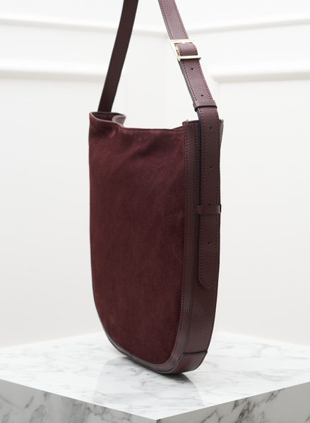 Kabelka přes rameno kombinace kůží vínová -