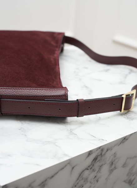 Kabelka přes rameno kombinace kůží vínová -