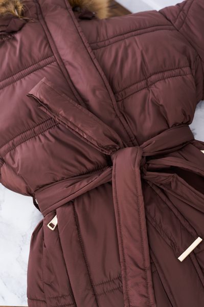 Winter jacket with real fox fur Due Linee - Brown -