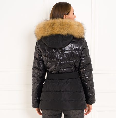 Giacca invernale donna con vera volpe Due Linee - Nero -