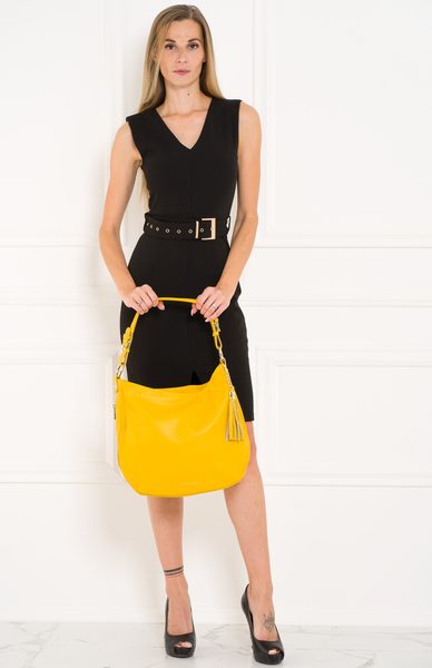 Real leather shoulder bag Glamorous by GLAM - Yellow -