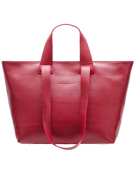 Kožená velká kabelka s krátkým a dlouhým poutkem - červená -
