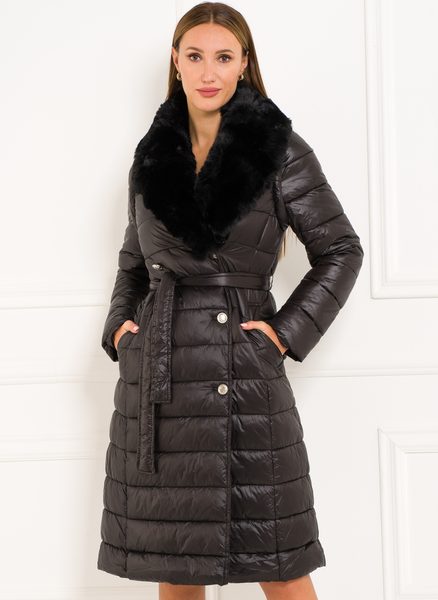 Dámská černá zimní bunda / vesta s vázáním -