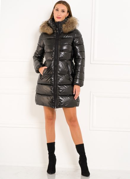 Winter jacket with real fox fur Due Linee - Black -