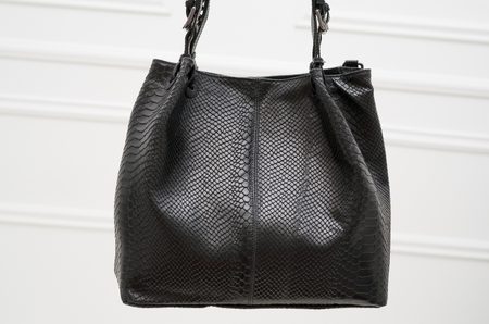 Dámská kožená kabelka přes rameno s přezkami had - černá -