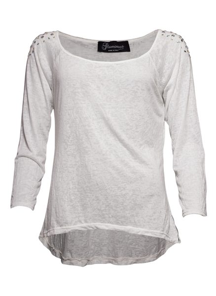 Dámská bílá tunika s lesklými kamínky -