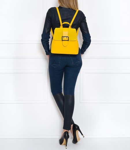 Mochila de mujer de cuero genuino Glamorous by GLAM - Amarillo -