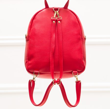 Women's real leather backpack Glamorous by GLAM - Red -