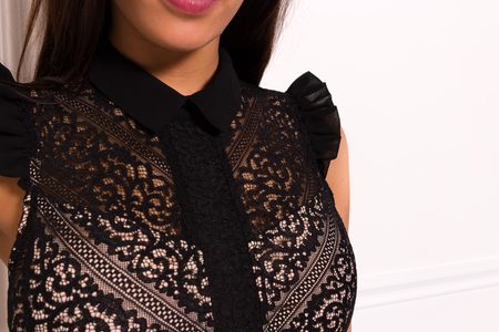 Vestido de encaje de mujer Due Linee - Negro -