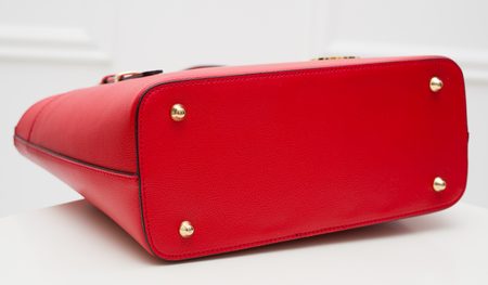Dámská kožená kabelka s jednou přezkou na straně - červená -