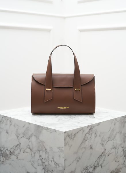 Kožená kabelka do ruky hnědá -