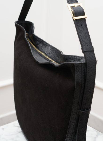 Kabelka přes rameno kombinace kůží černá -