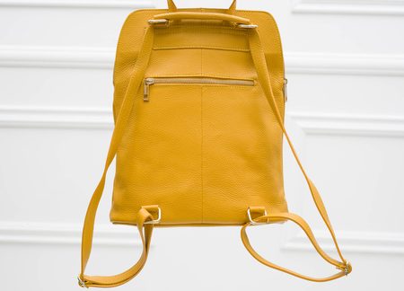 Women's real leather backpack Glamorous by GLAM - Yellow -