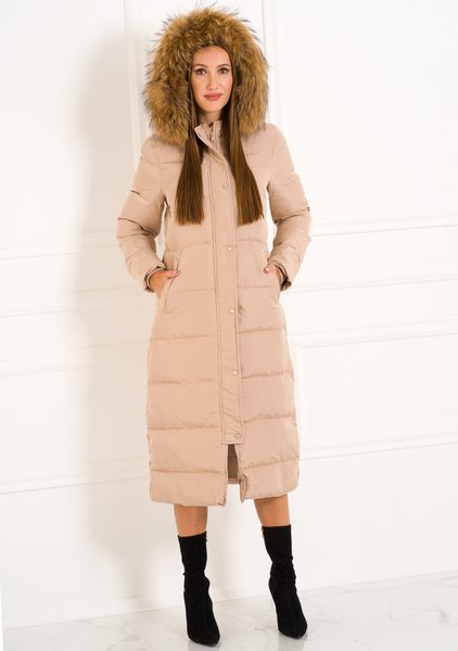Giacca invernale donna con vera volpe Due Linee - Beige -