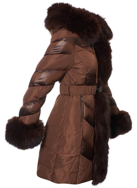 Dámská zimní bunda hnědá kombinace -