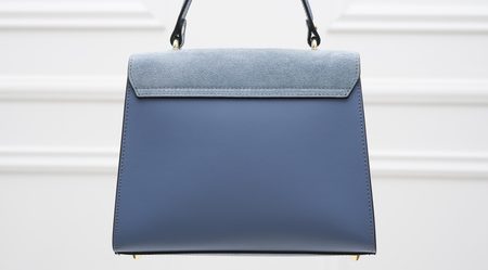 Elegantní kabelka do ruky kombinace kůže semiš - světle modrá -
